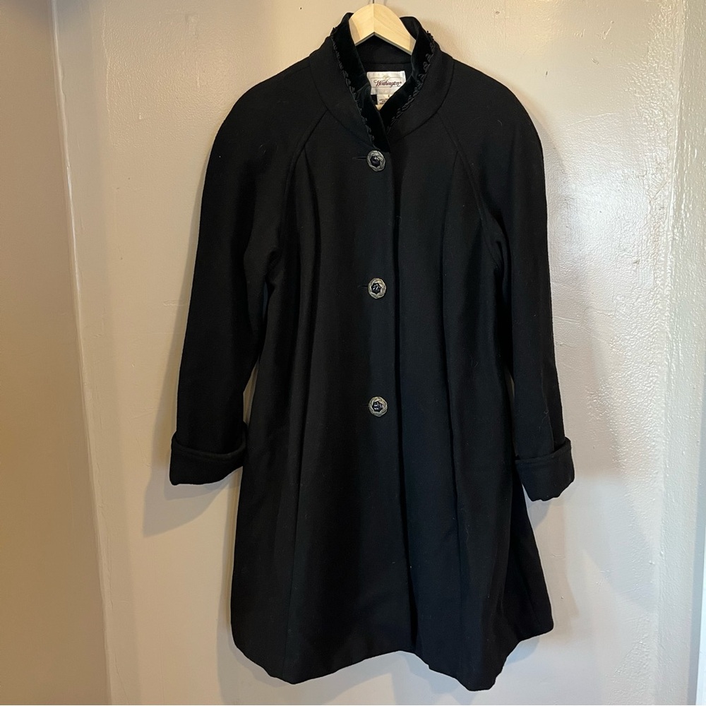 Worthington Vintage Black 100% Wool Button Down Coat Women’s Size 10